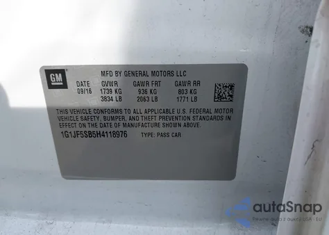 2017 Chevrolet Sonic Premier Auto z USA, uszkodzony, nr VIN 1G1JF5SB5H4118976